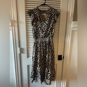 Vineyard Vines Black and White Animal Print Midi Dress